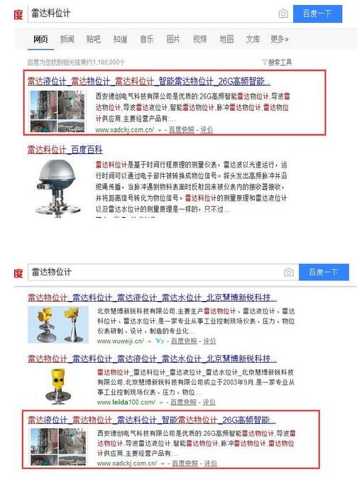 北京SEO外包：雷达物位计优化案例